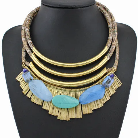 New Fashion Crystal Necklaces & pendants Unique Collar Statement Necklace Gold-plated Color Circle Accessories For Women