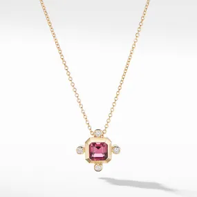 Novella Pendant Necklace in 18K Yellow Gold Pink Tourmaline with Diamonds