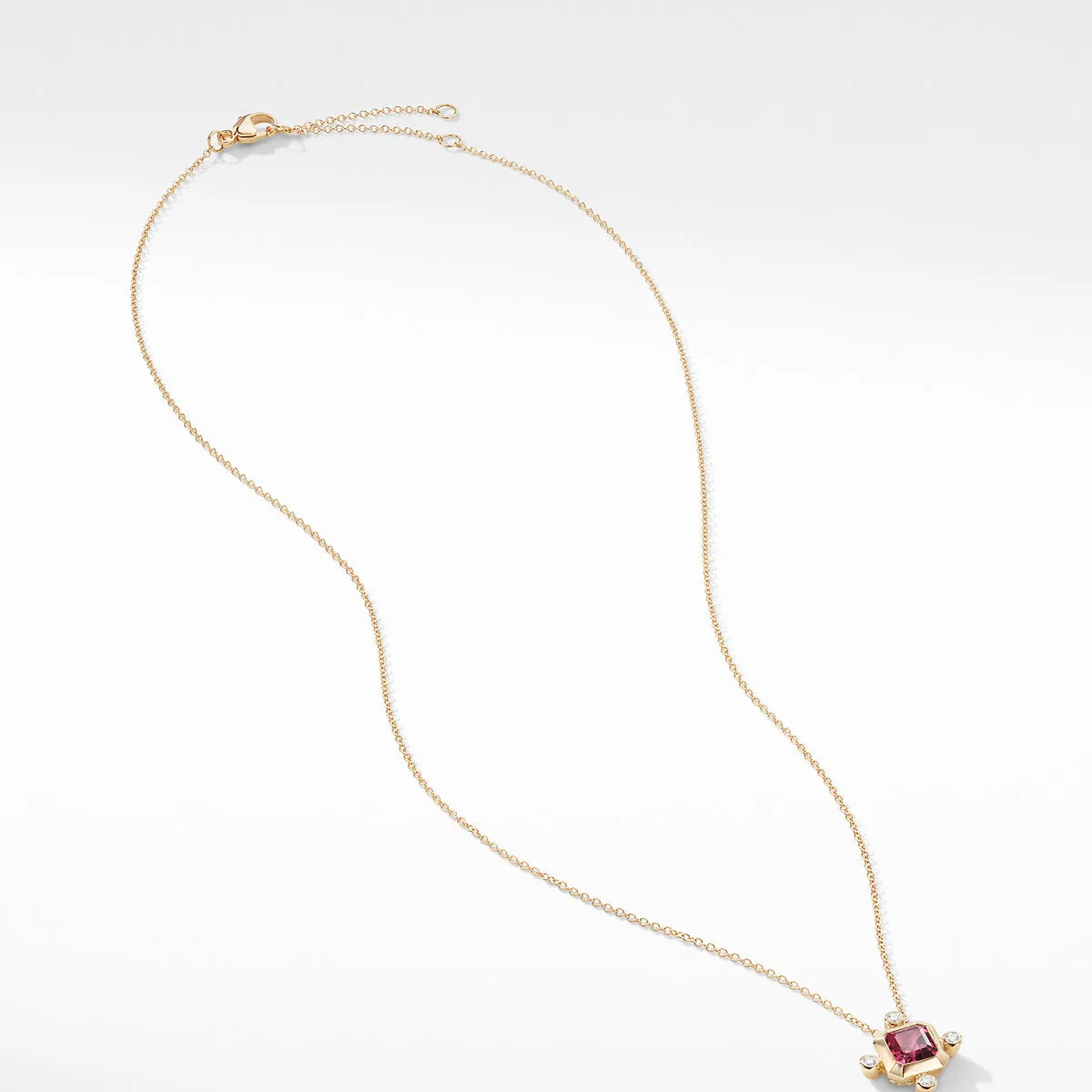 Novella Pendant Necklace in 18K Yellow Gold Pink Tourmaline with Diamonds