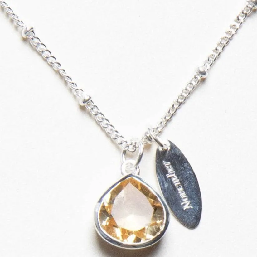 November Citrine Birthstone Necklace by Tiny Rituals