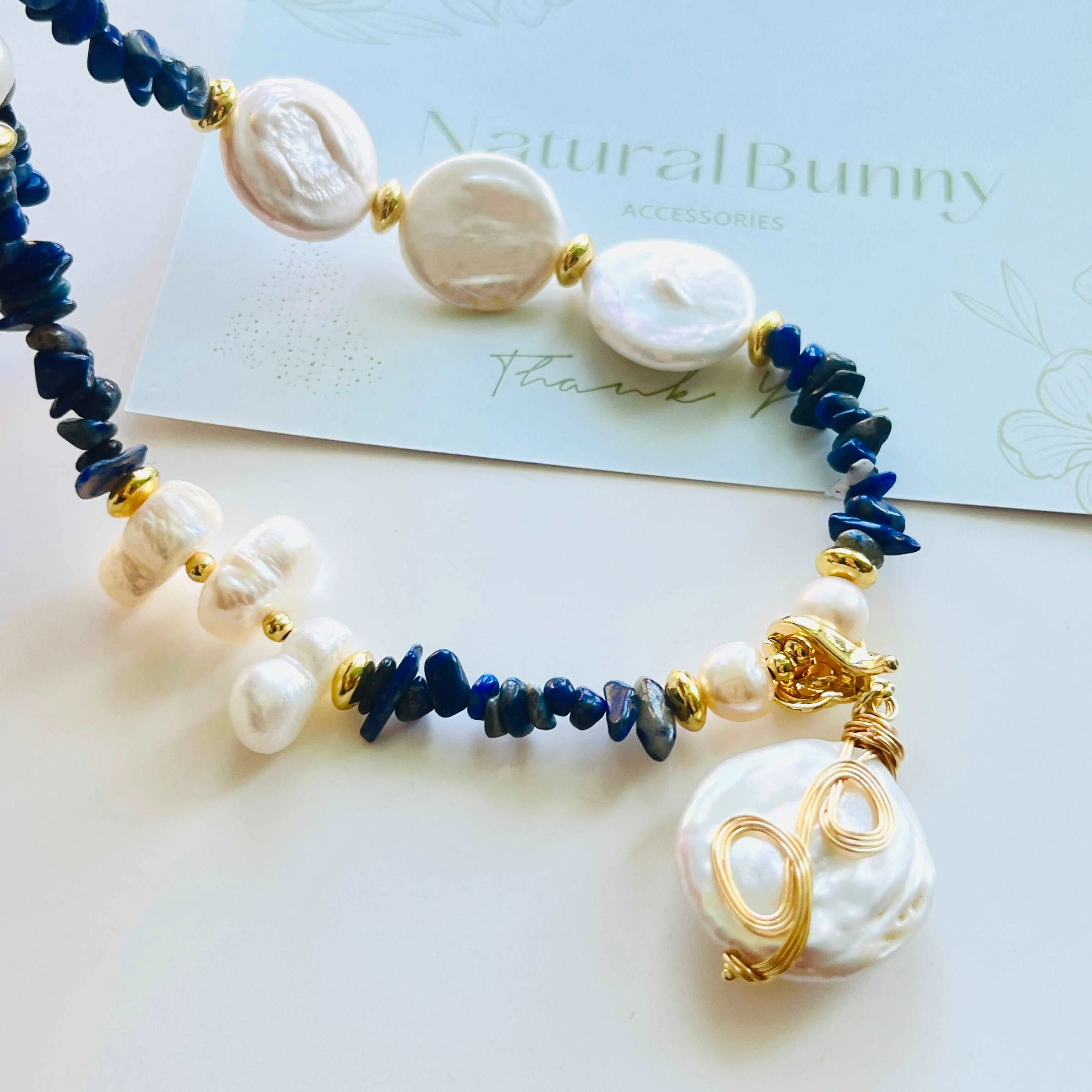 Ocean Blue Baroque Pearl Necklace