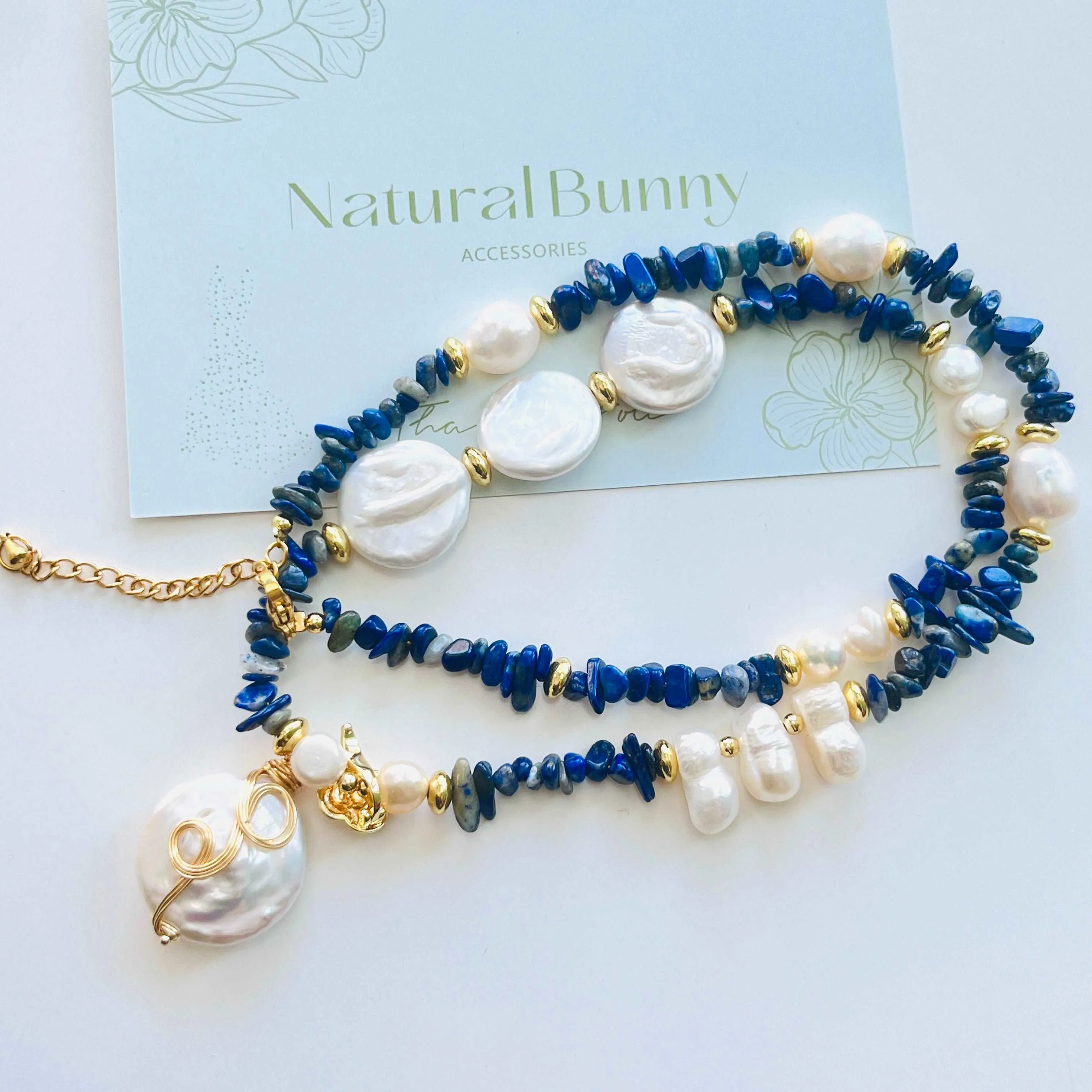 Ocean Blue Baroque Pearl Necklace