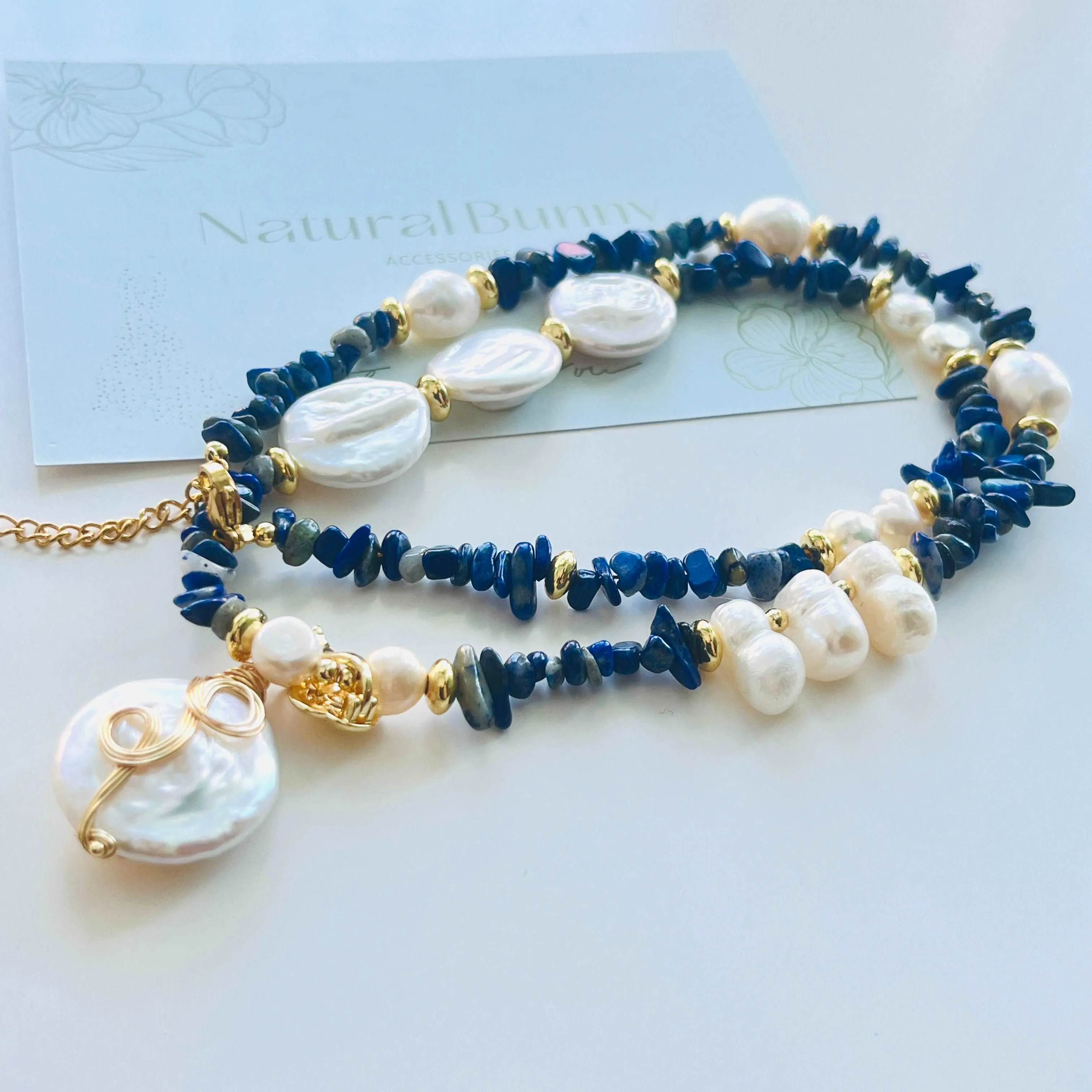 Ocean Blue Baroque Pearl Necklace