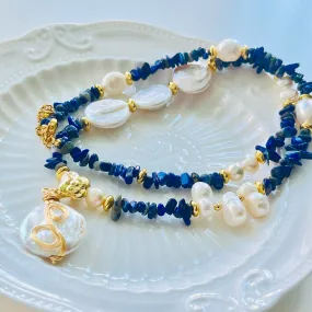 Ocean Blue Baroque Pearl Necklace