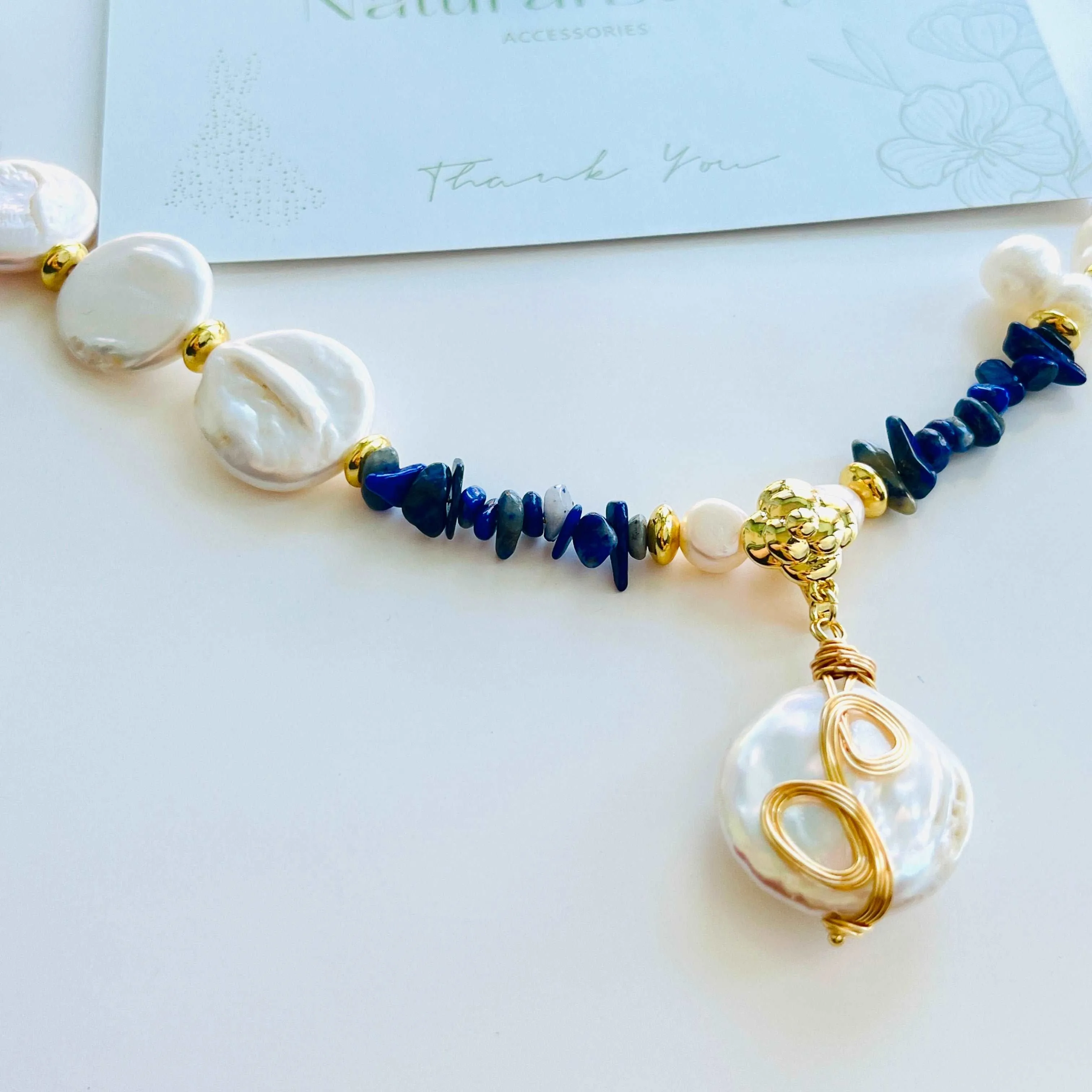 Ocean Blue Baroque Pearl Necklace