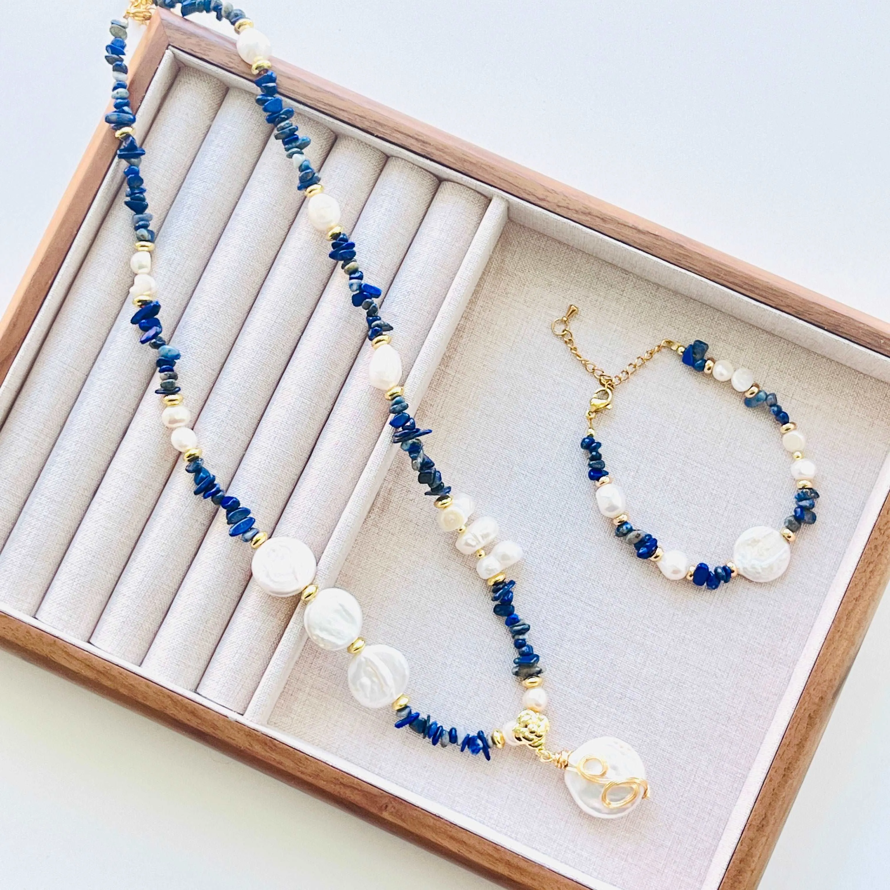 Ocean Blue Baroque Pearl Necklace