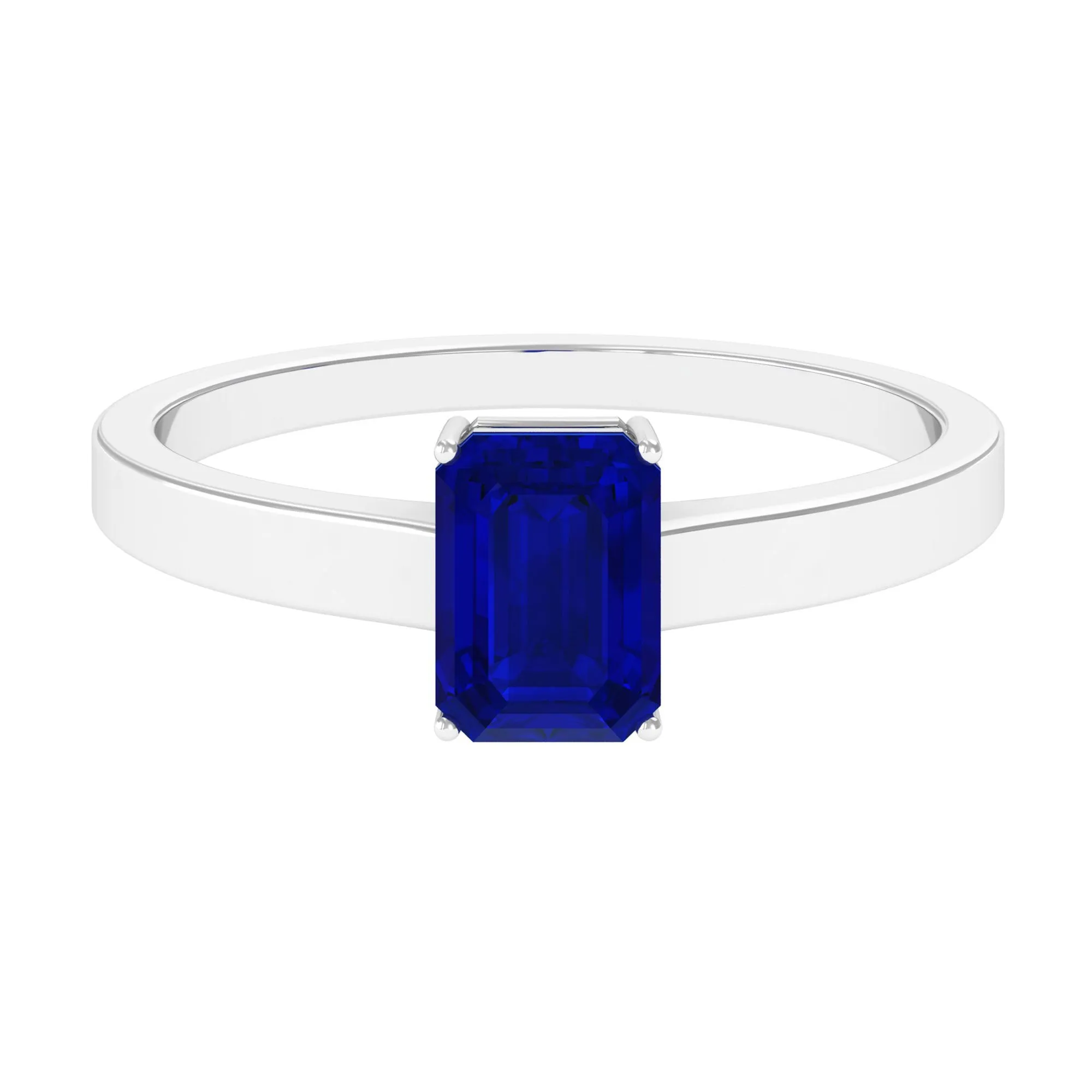 Octagon Cut Lab Created Blue Sapphire Solitaire Ring