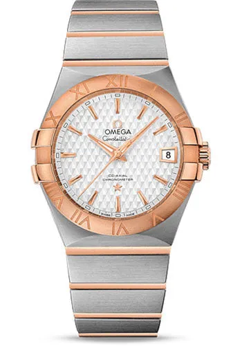 Omega Constellation Co-Axial Watch - 35 mm Steel Case - Red Gold Bezel - Silver Dial - Red Gold Bracelet - 123.20.35.20.02.005