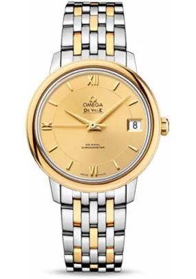 Omega De Ville Prestige Co-Axial Watch - 32.7 mm Steel And Yellow Gold Case - Champagne Dial - 424.20.33.20.08.001