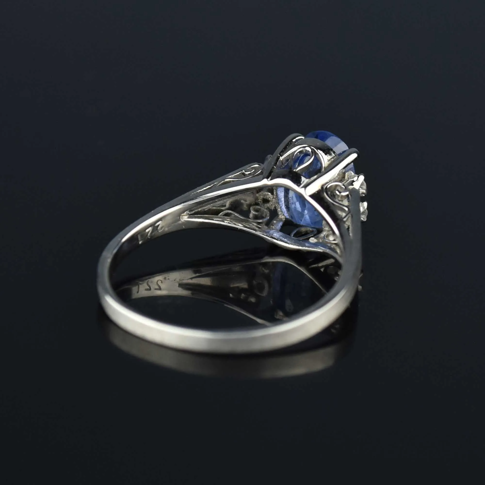 ON HOLD Vintage Platinum Diamond Natural Blue Sapphire Ring