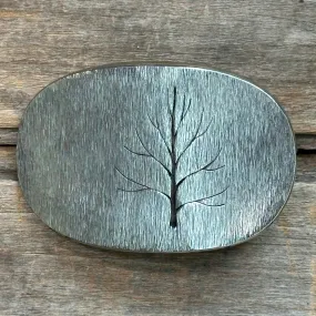 Oval Nickel Silver "Tree" David M. Bowman Belt Buckle