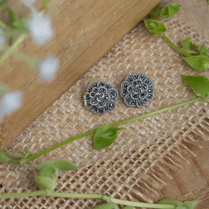 Oxidized Floral Studs