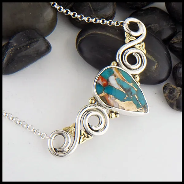 Oyster Turquoise Bar Pendant