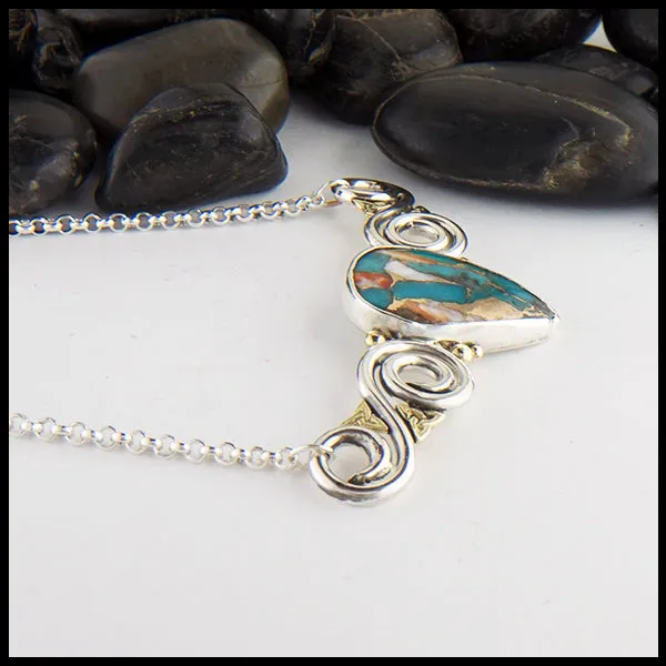 Oyster Turquoise Bar Pendant