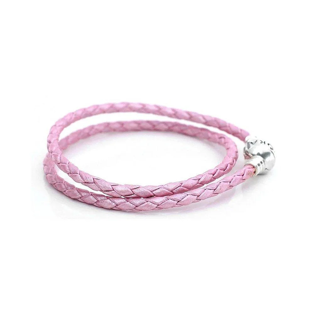 Pandora Moments Double Pink Leather Bracelet #590705CMP-D2 38cm