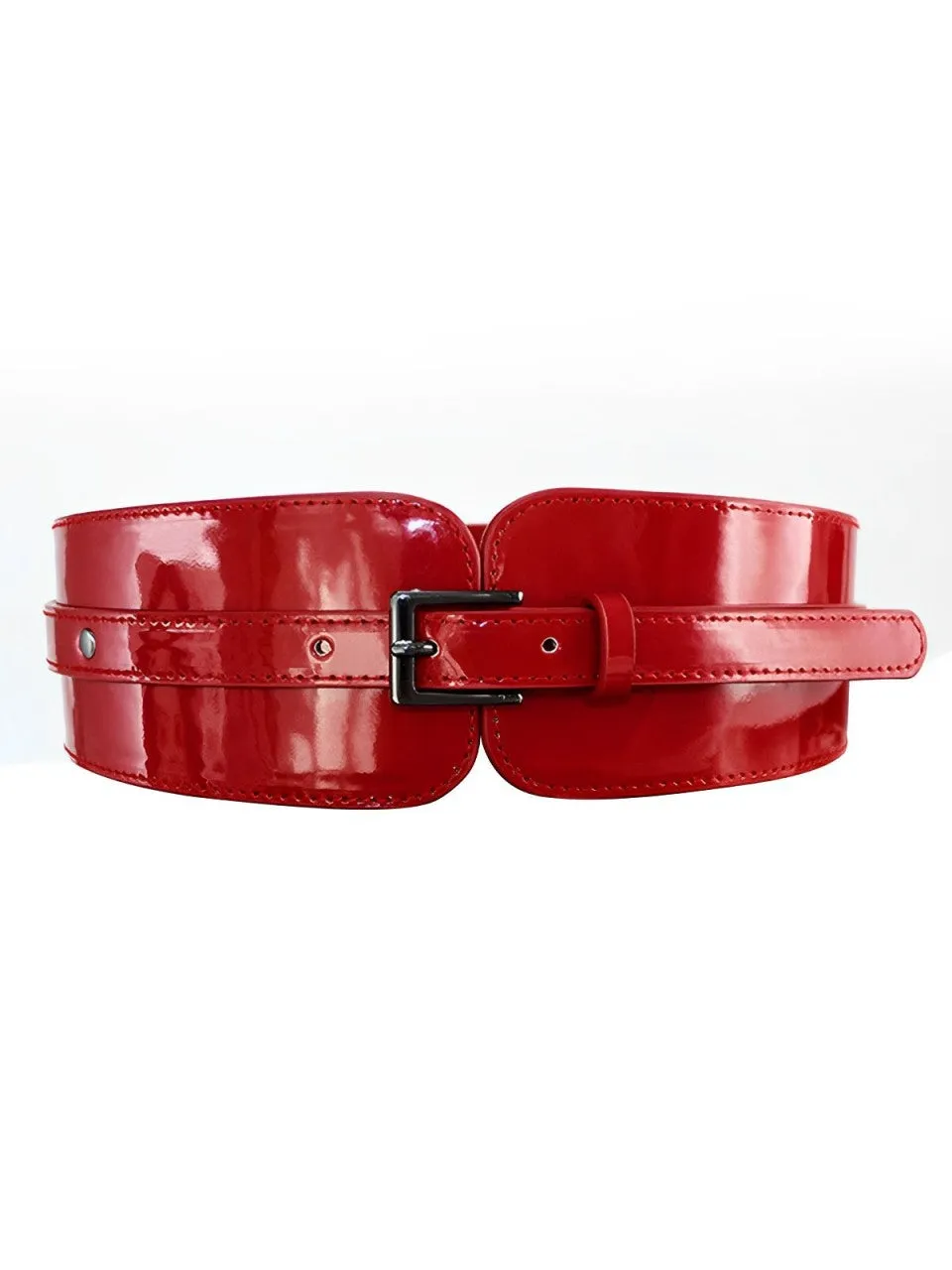 Patent Leather Buckle Vintage Wide Belt