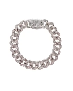 Pave Cuban Link Bracelet- Silver