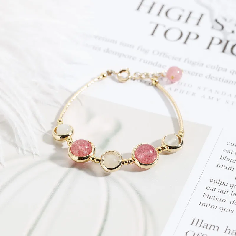 Peach Blossom Crystal Bracelet with 14k Gold Plating