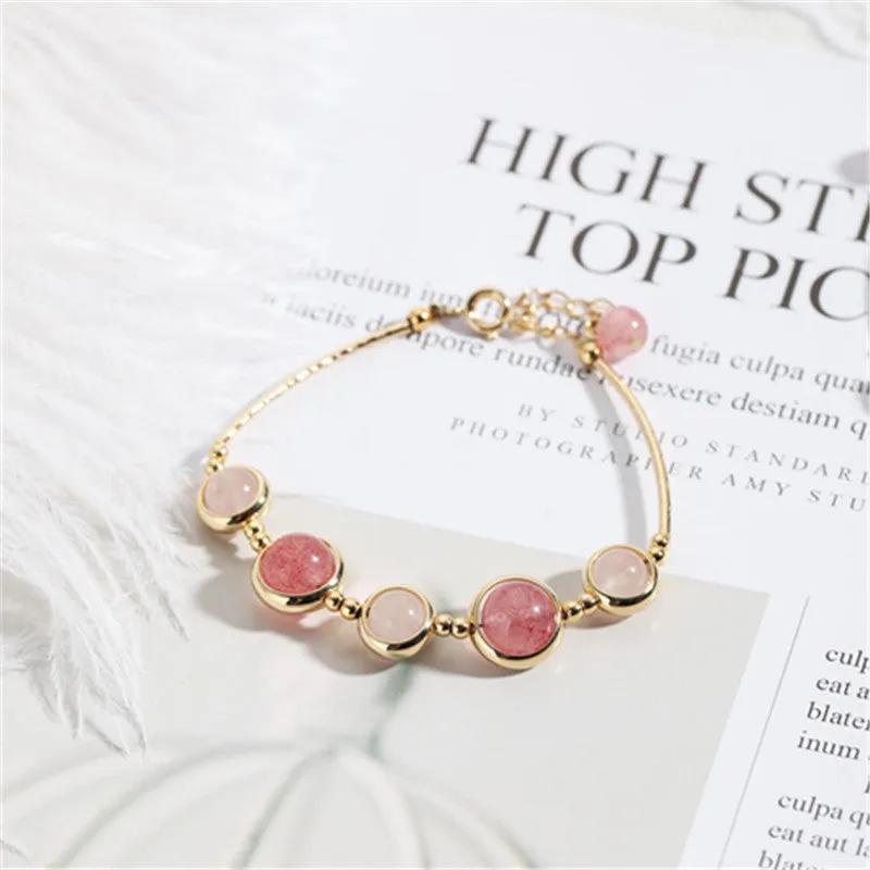 Peach Blossom Crystal Bracelet with 14k Gold Plating