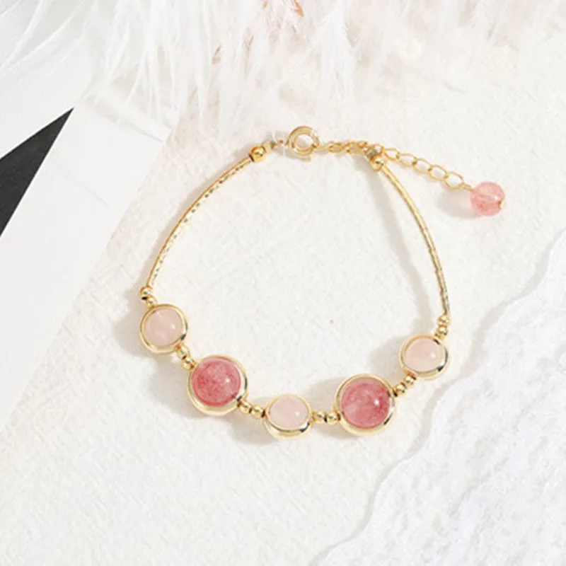 Peach Blossom Crystal Bracelet with 14k Gold Plating