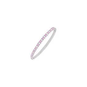 Pink Sapphire and Diamond Eternity Bangle : 14K White Gold - 2.00 CT TGW