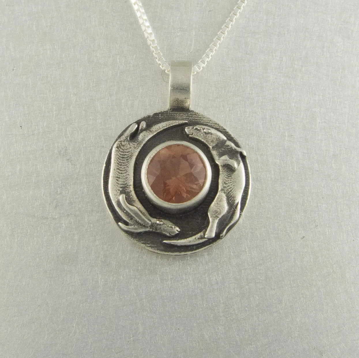 Playful Otter Pendant with Sunstone