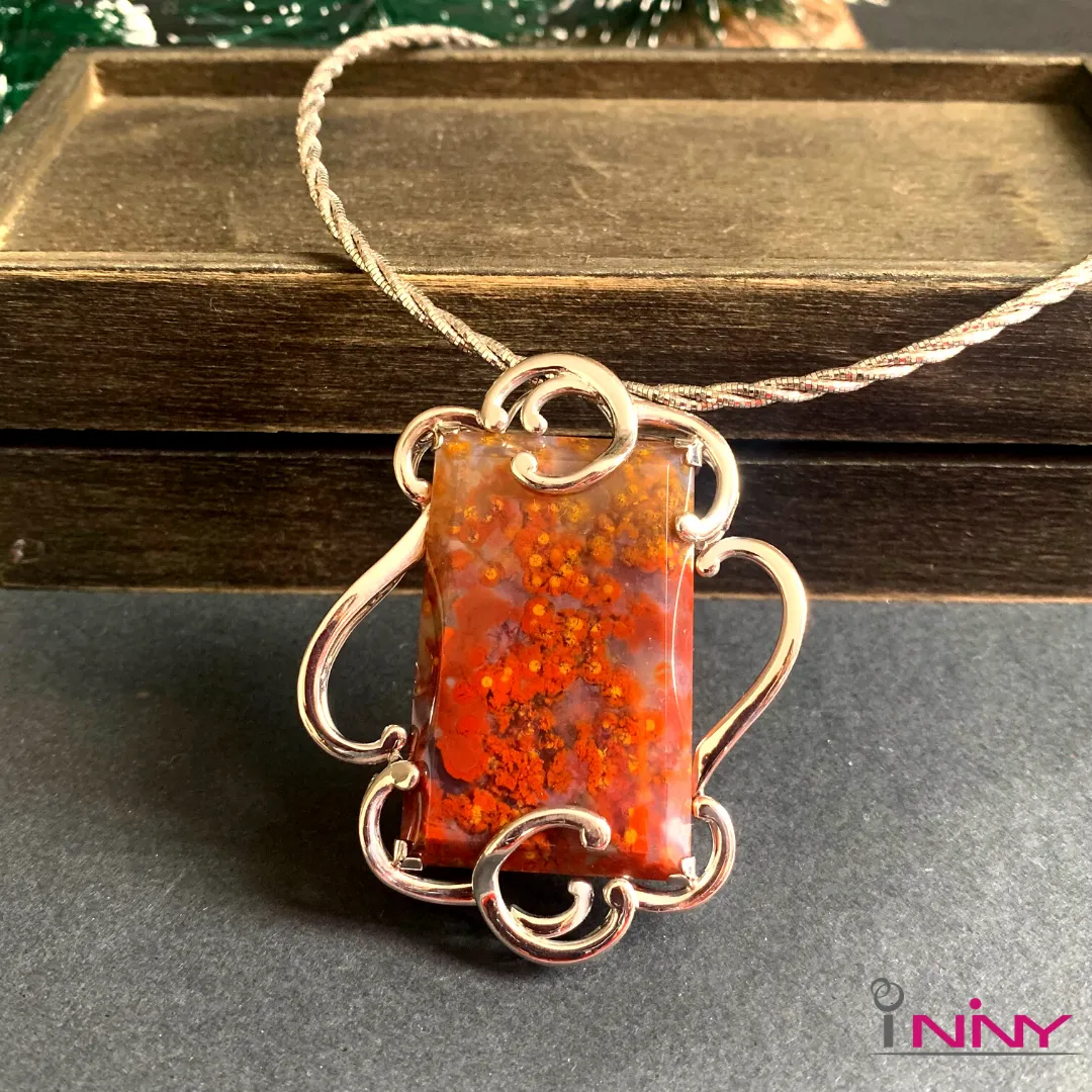 Poppy Jasper Rectangle Pendant