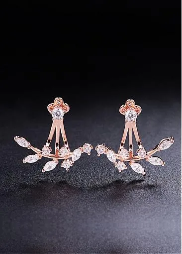 Popular 18K Gold Plated Ear Jackets, Micro Pave AAA Zircon Twig,