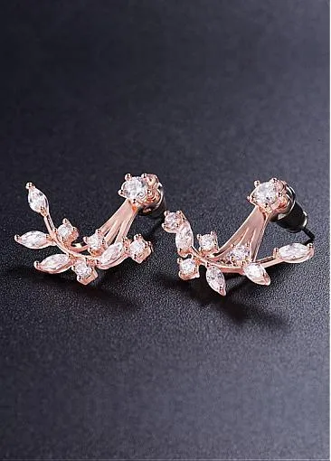 Popular 18K Gold Plated Ear Jackets, Micro Pave AAA Zircon Twig,