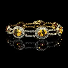 PREORDER | Citrine Oval Baguette Diamond Bracelet 14kt