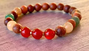 Presley Handmade Carnelian, Citrine, Jade, and Sandalwood Expandable Bracelet