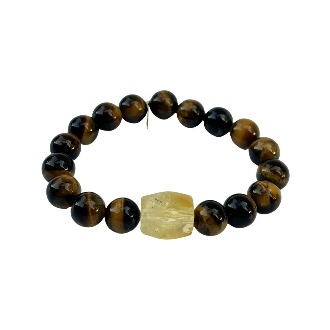 Protection   Prosperity | Tiger Eye Bracelet | Citrine Center Stone