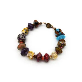 Purple and Yellow Glass Bead Bracelet