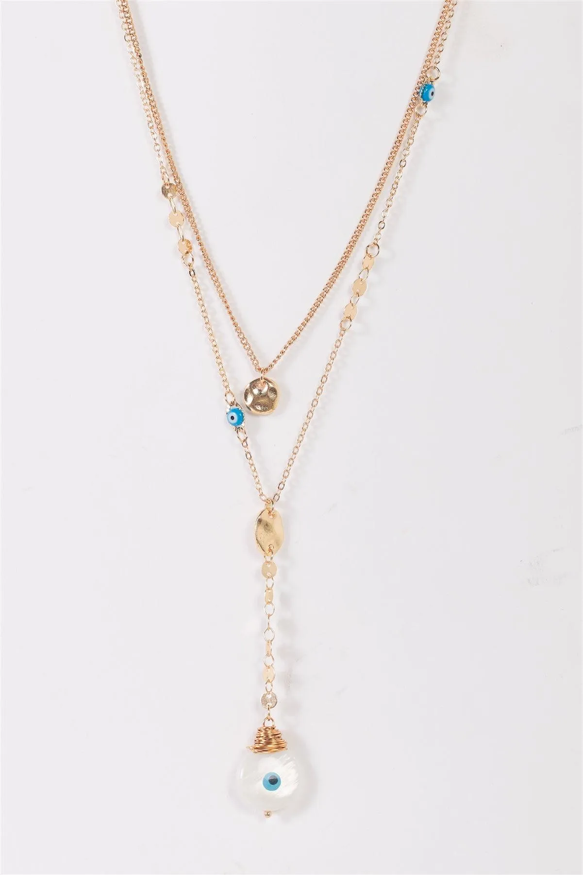 "Nazar Evil Eye" Gold Blue Pendants Belcher Choker Chains Necklace