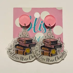 "One More Chapter" Book Stack Acrylic Statement Earrings