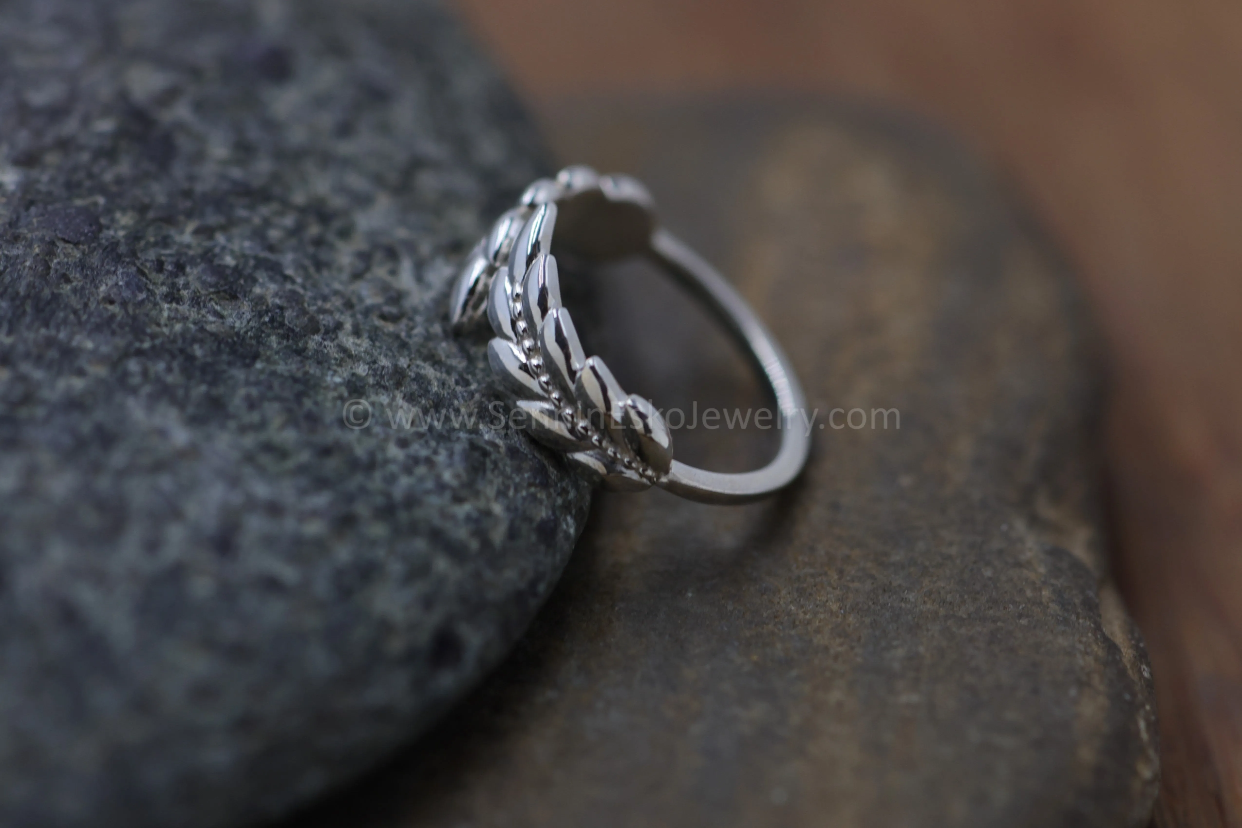 READY TO SHIP Silver Leaf Ring, Adjustable Size, Size 6.5