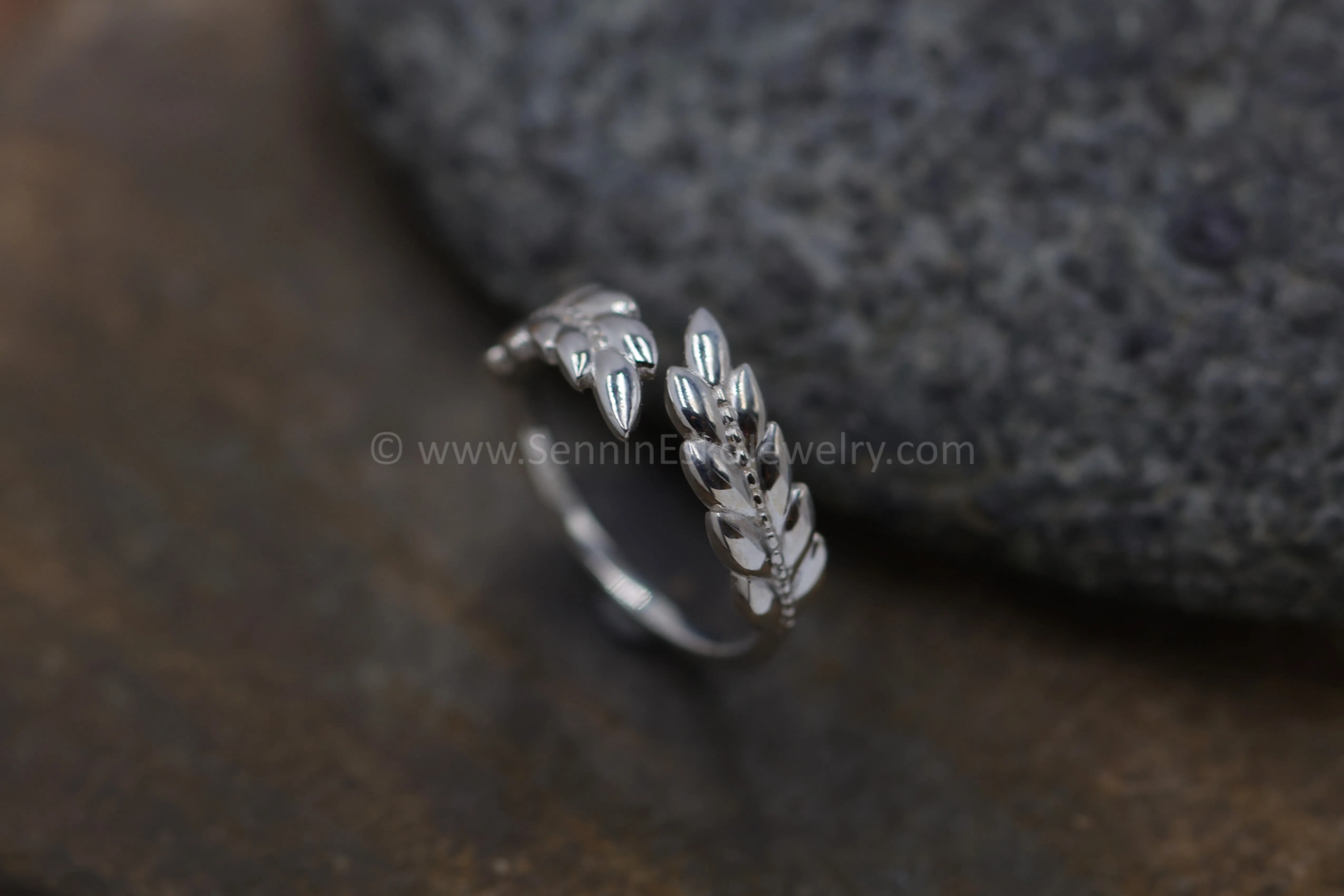 READY TO SHIP Silver Leaf Ring, Adjustable Size, Size 6.5