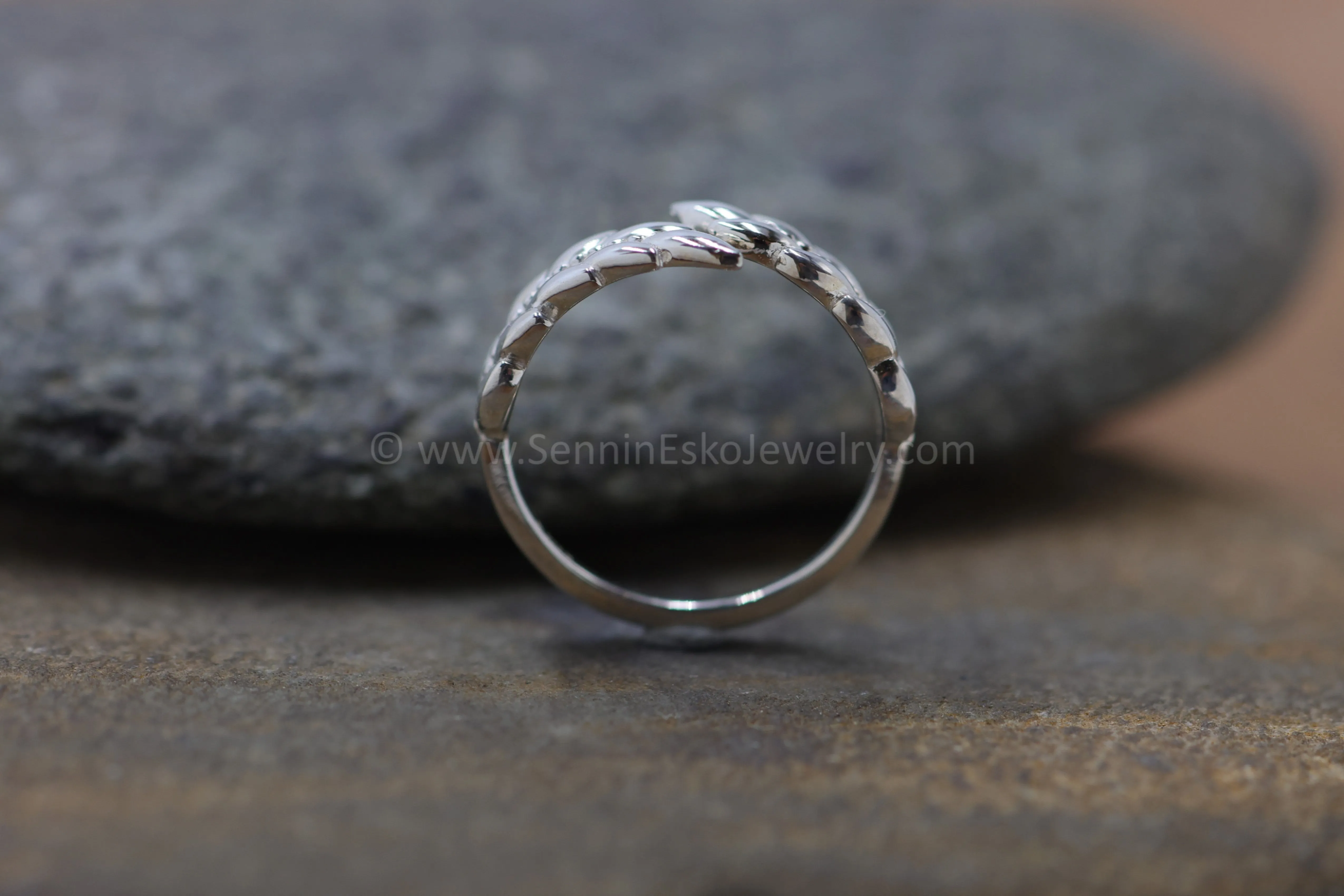 READY TO SHIP Silver Leaf Ring, Adjustable Size, Size 6.5