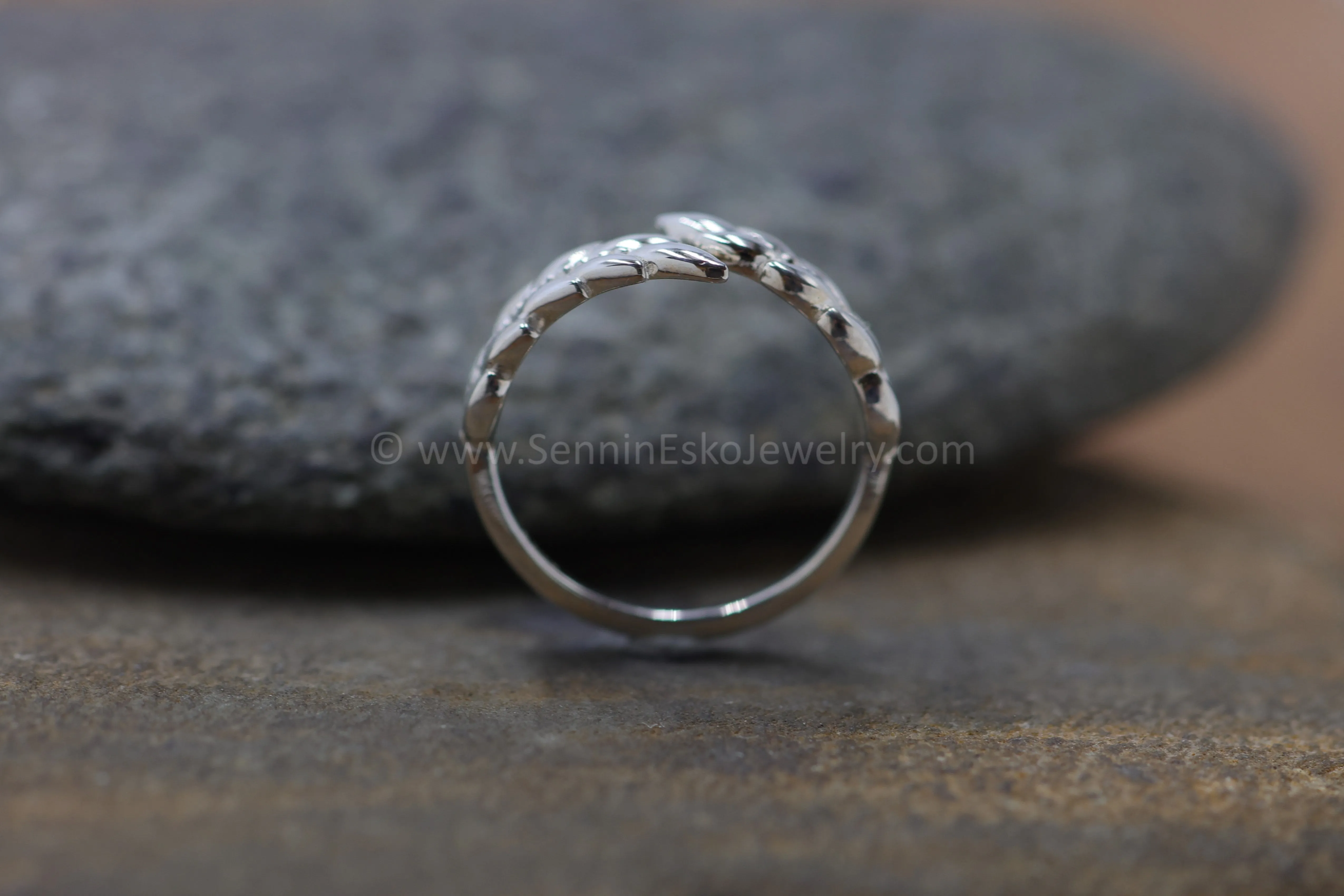 READY TO SHIP Silver Leaf Ring, Adjustable Size, Size 6.5