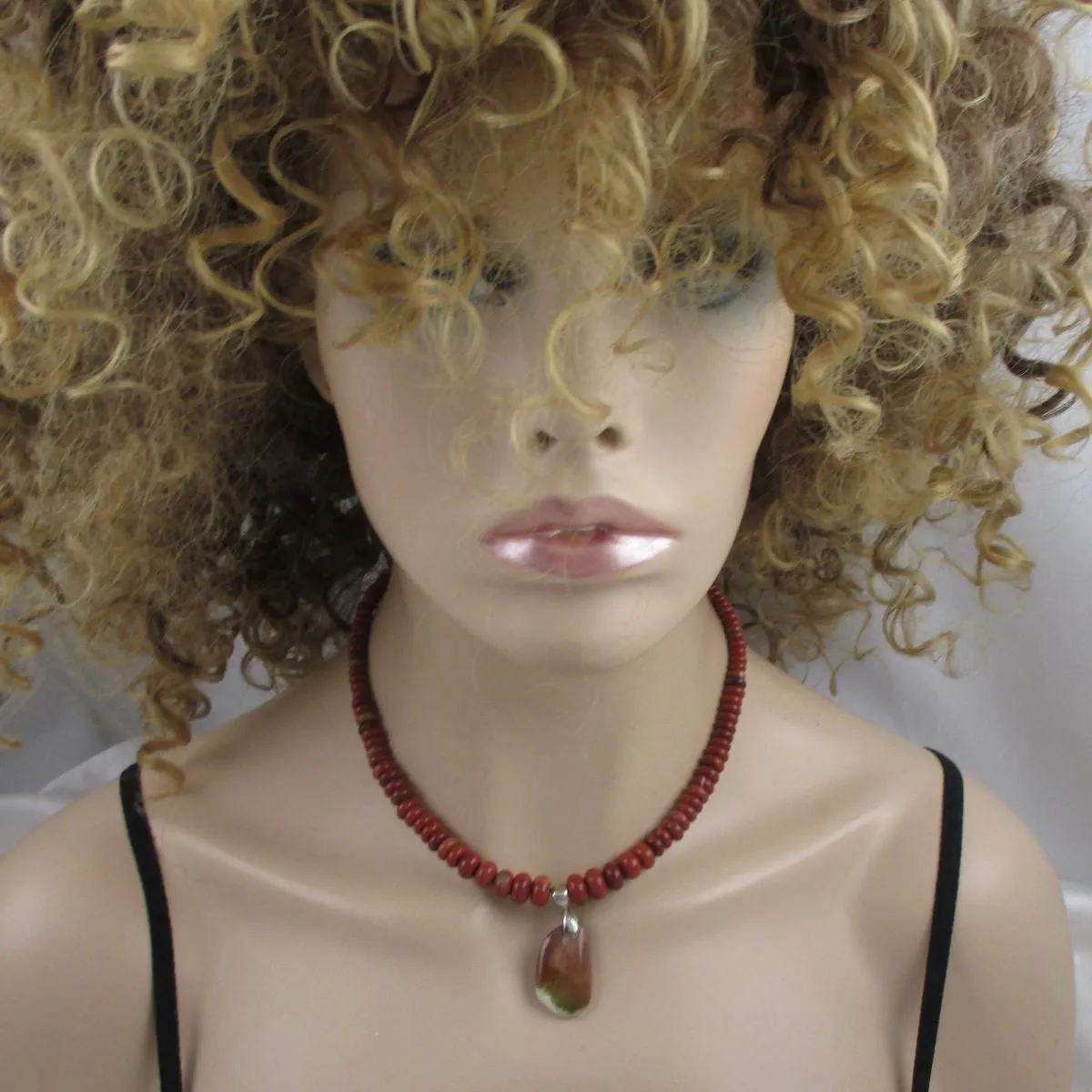 Red Jasper Gemstone Necklace with Pendant