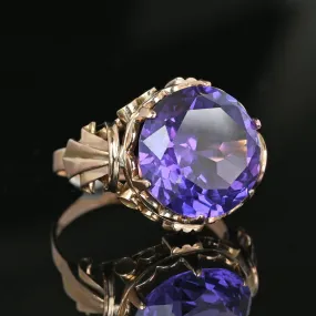 Retro 14K Gold Color Change Purple Sapphire Ring