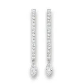 Rhodium 925 Sterling Silver Earrings with AAA Grade CZ in Clear for Women Clear Stone Color Style S411207