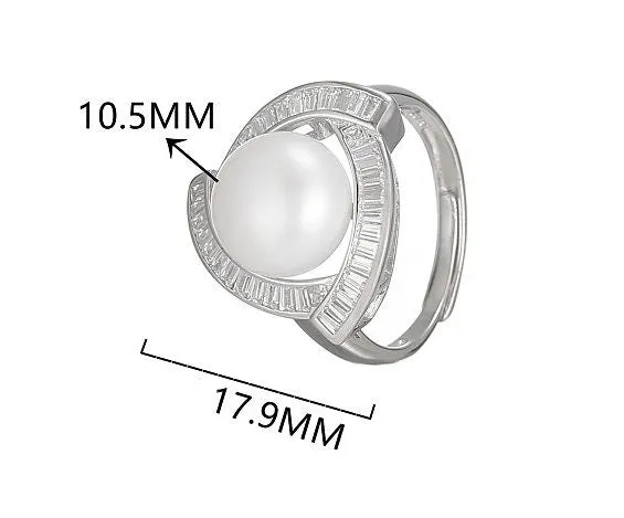 Ring Blank Pearl Setting 10.5mm 925 Solid Sterling Silver Bezel Flower Cup Adjustable For One Bead DIY Jewelry Finding Wholesale 1pc