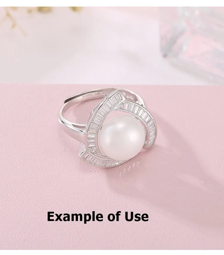 Ring Blank Pearl Setting 10.5mm 925 Solid Sterling Silver Bezel Flower Cup Adjustable For One Bead DIY Jewelry Finding Wholesale 1pc