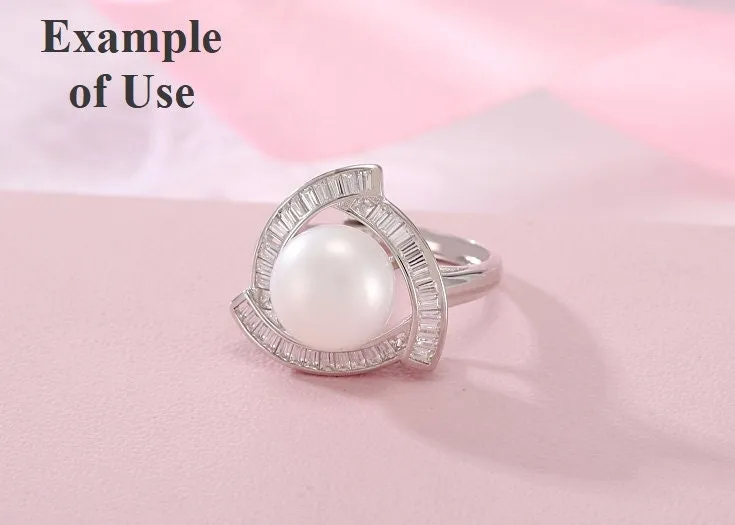 Ring Blank Pearl Setting 10.5mm 925 Solid Sterling Silver Bezel Flower Cup Adjustable For One Bead DIY Jewelry Finding Wholesale 1pc