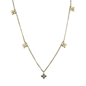 Roberto Coin 18k Yellow Gold Diamond Flower Station Necklace