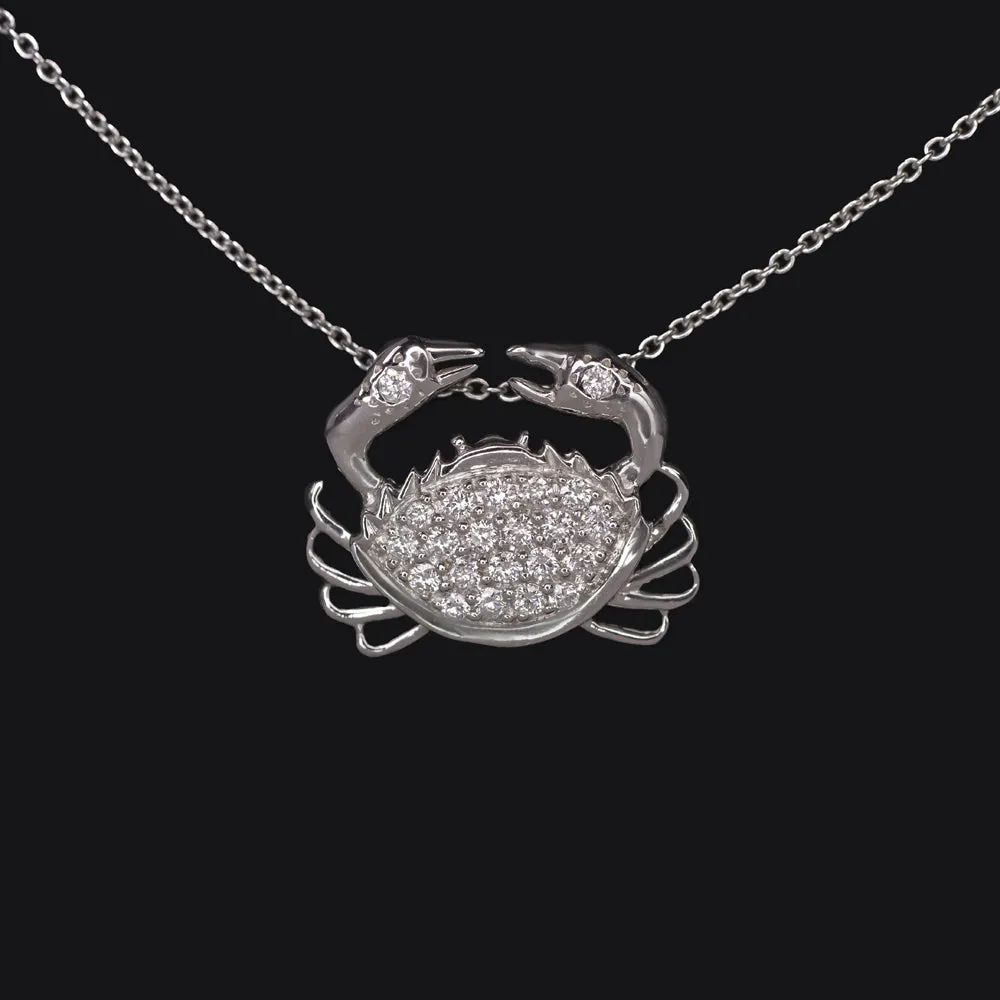 ROBERTO COIN DIAMOND CRAB PENDANT NECKLACE 18k WHITE GOLD DESIGNER TINY TREASURE