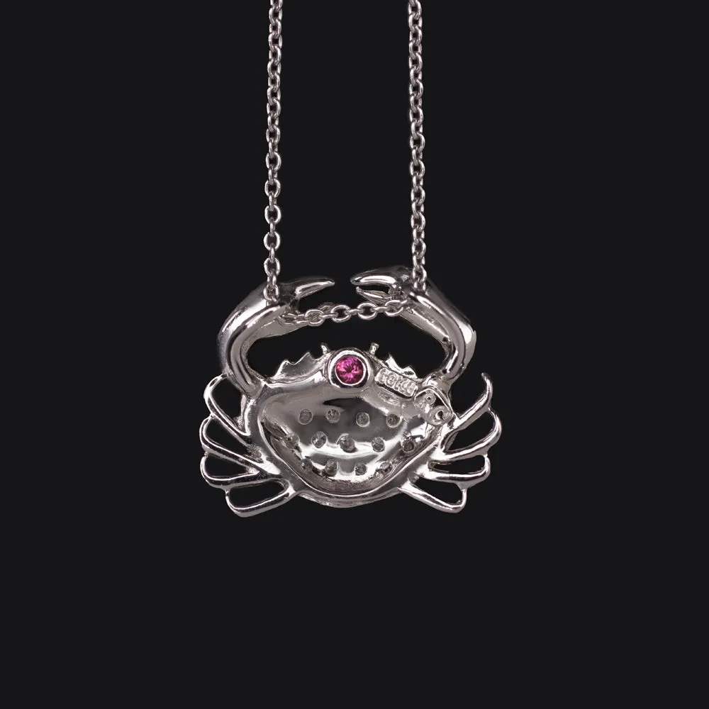 ROBERTO COIN DIAMOND CRAB PENDANT NECKLACE 18k WHITE GOLD DESIGNER TINY TREASURE