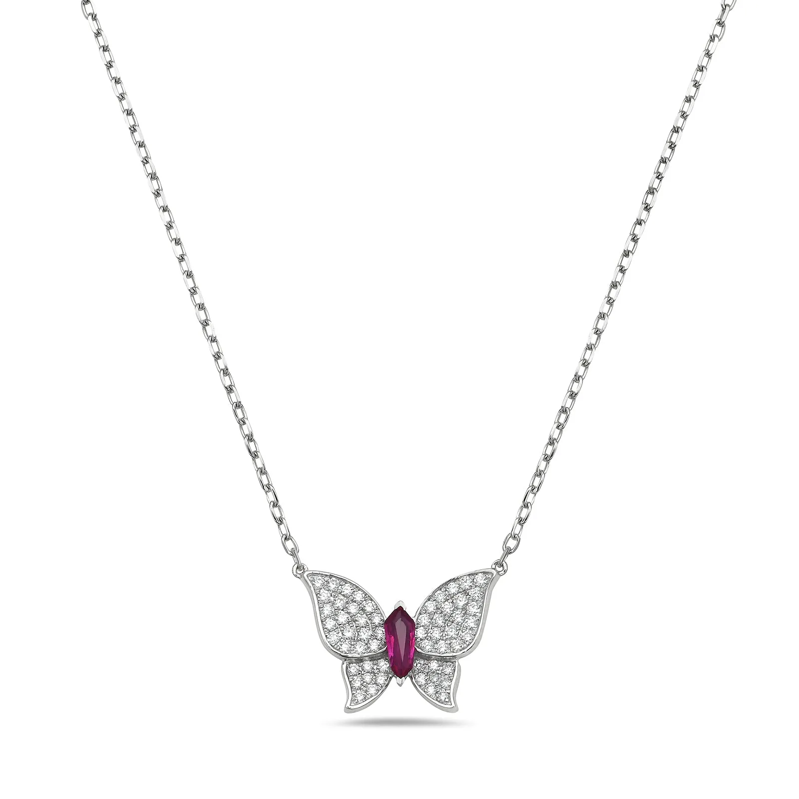 Ruby & Diamond Butterfly Pendant