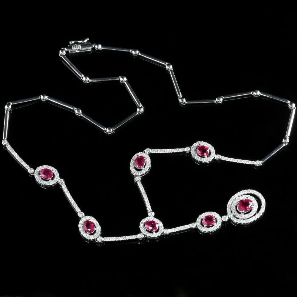 Ruby Diamond Necklace 18Ct 2.38Ct Diamond 3.25Ct Ruby